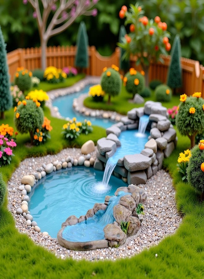 BWESOO Blue DIY Miniature Mini Water Pool Fairy Garden Lawn Ornament for Mountain Dollhouse Decor Craft Outdoor Statues Antique European Village Character and Manor Style - Image 5